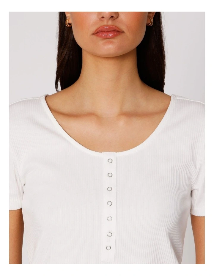 Simple Life Button Top in White image 2
