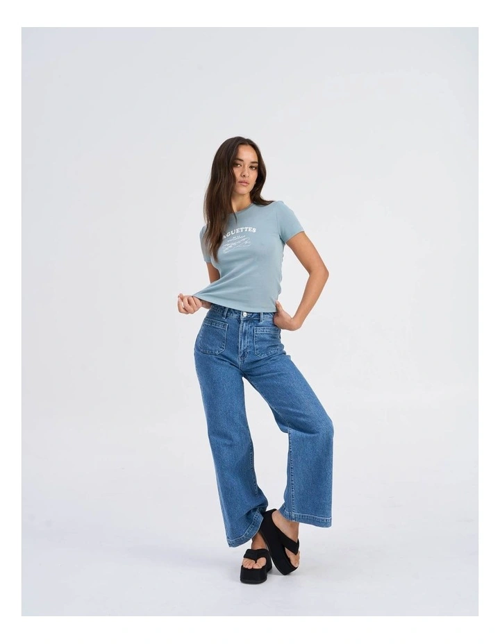 Bina Life Cropped T-Shirt in Light Blue image 2