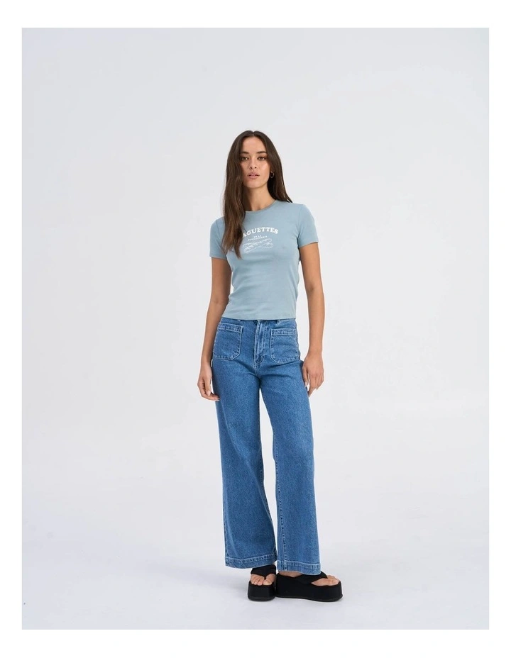 Bina Life Cropped T-Shirt in Light Blue image 3