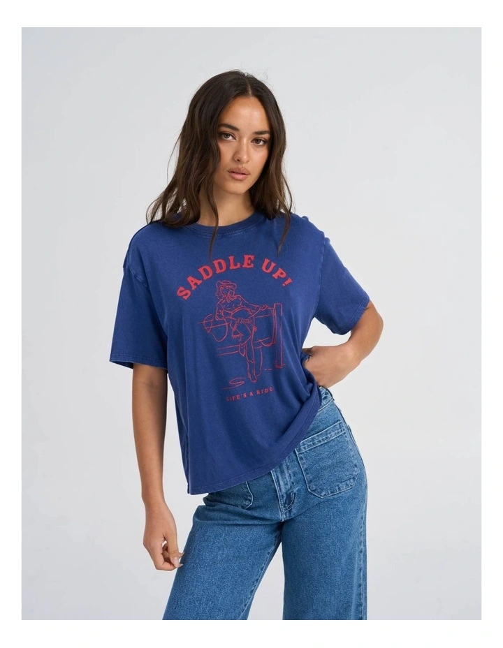Collie Life Printed T-shirt in Blue image 1