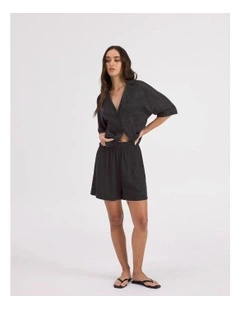 Tokyo Life Linen Blend Shirt in Black