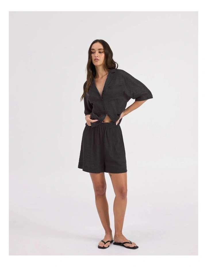 Tokyo Life Linen Blend Shirt in Black image 1