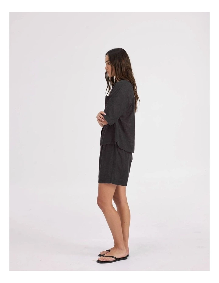 Tokyo Life Linen Blend Shirt in Black image 3