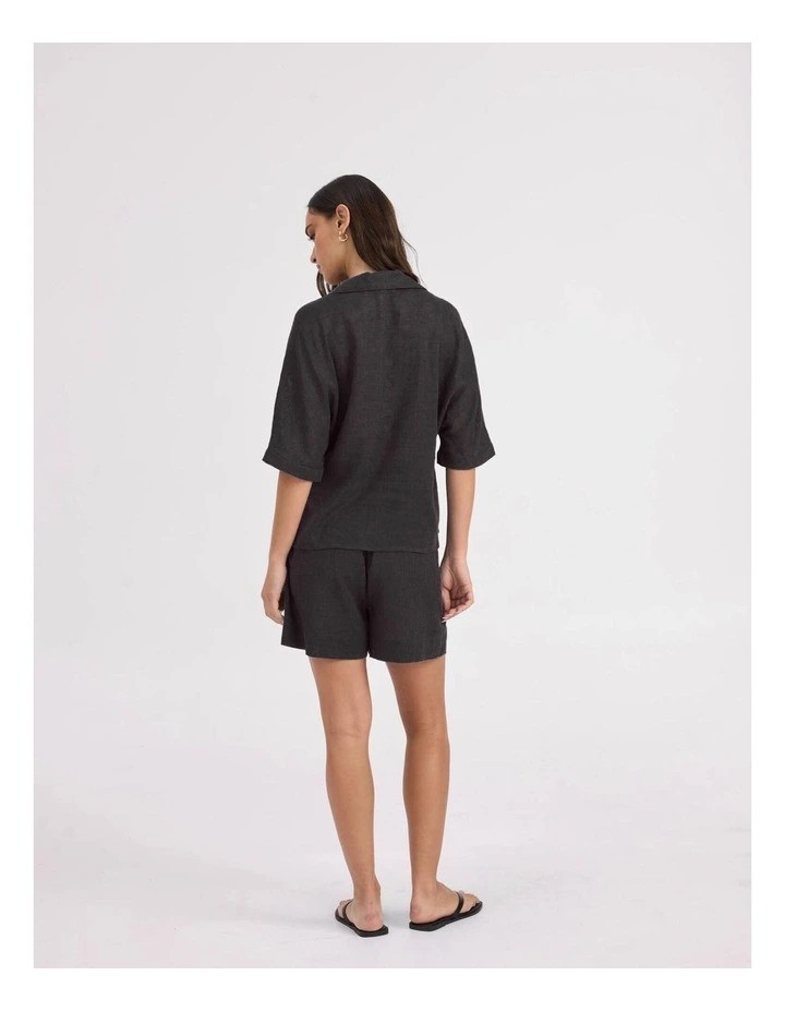 Tokyo Life Linen Blend Shirt in Black image 4