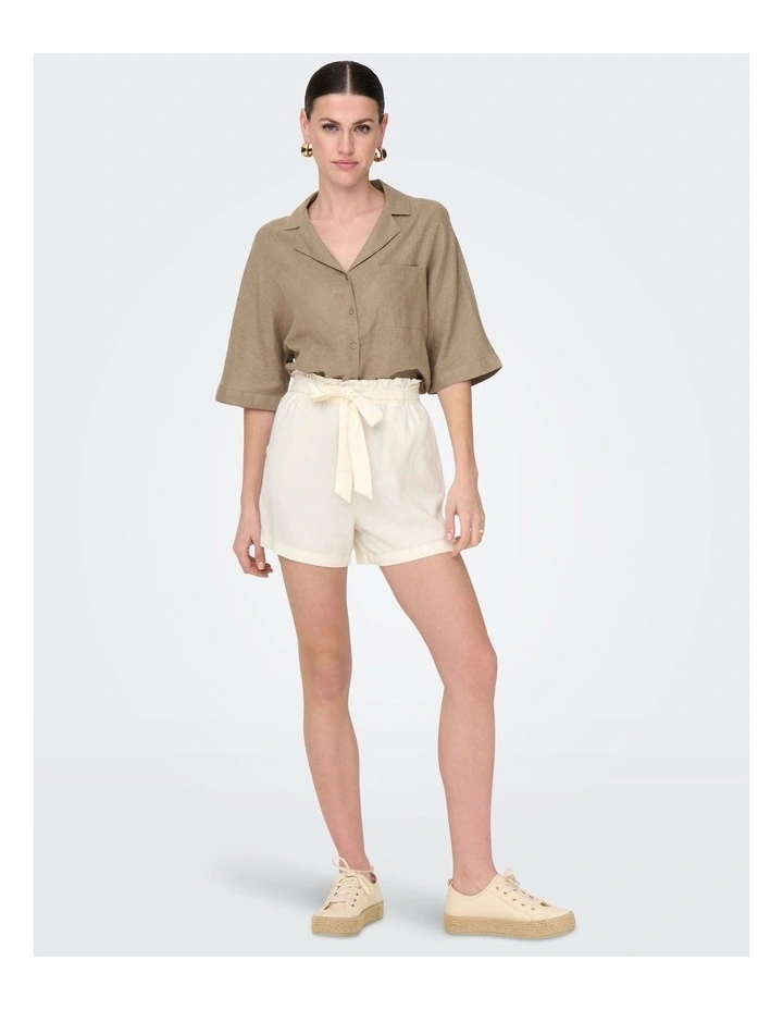 Tokyo Life Linen Blend Shirt in Khaki image 3
