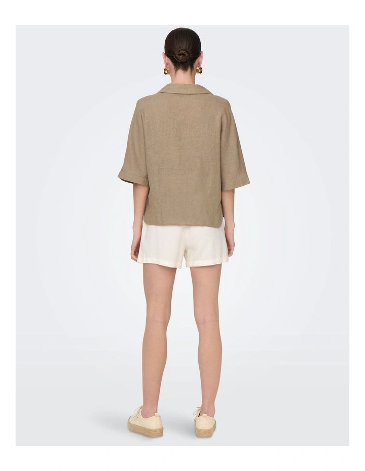 Tokyo Life Linen Blend Shirt in Khaki image 4