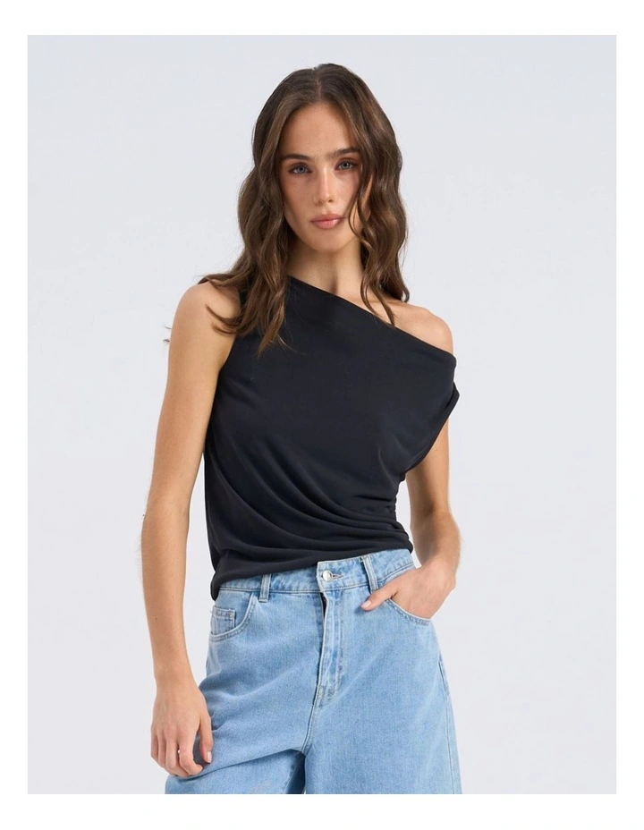 Free Life Draping Neck Top in Black image 1