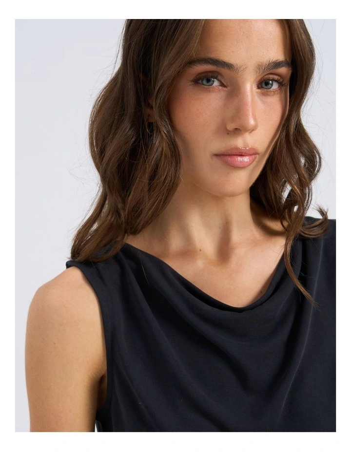 Free Life Draping Neck Top in Black image 2