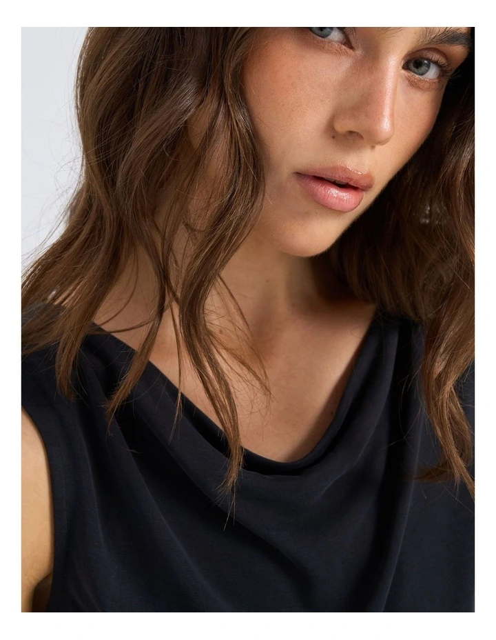 Free Life Draping Neck Top in Black image 6