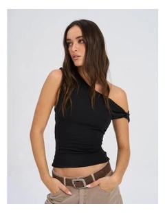 Live Life Cotton Off Shoulder Top in Black