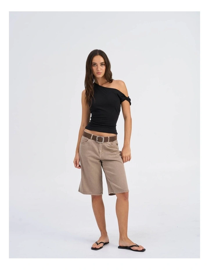 Live Life Cotton Off Shoulder Top in Black image 3