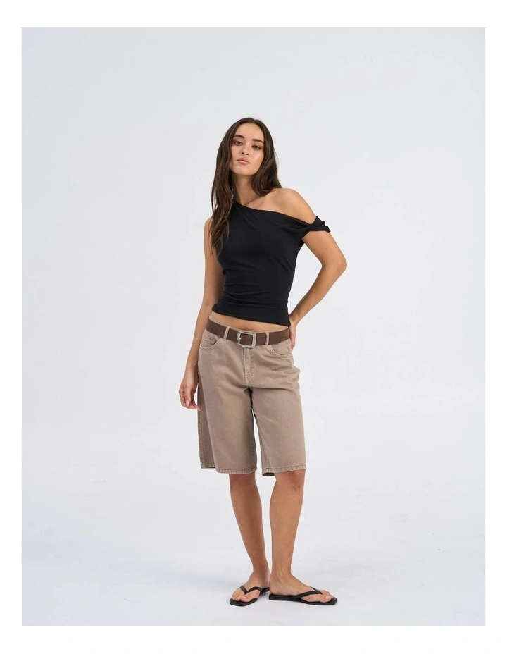 Live Life Cotton Off Shoulder Top in Black image 4