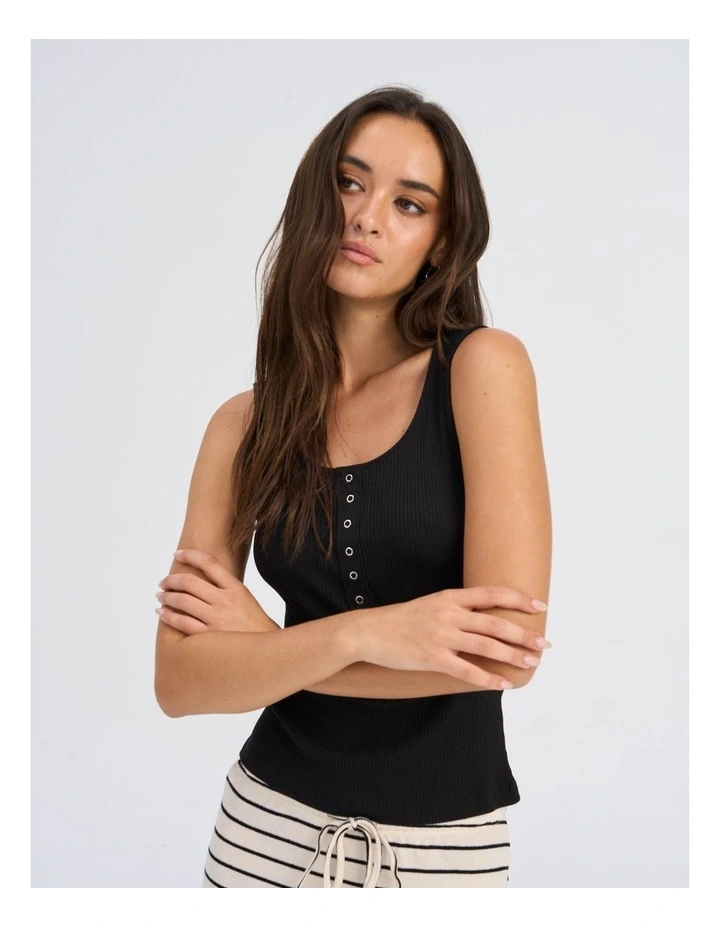 Simple Life Button Top in Black image 2