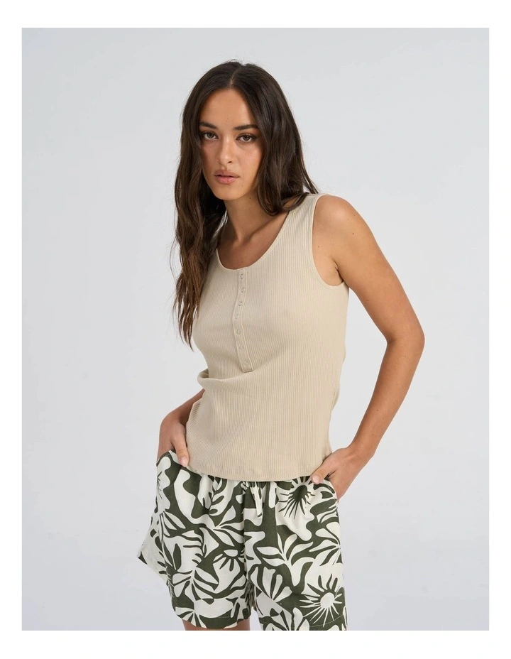 Simple Life Button Top in Grey image 2