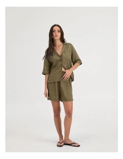 Tokyo Life Linen Blend Shirt in Khaki