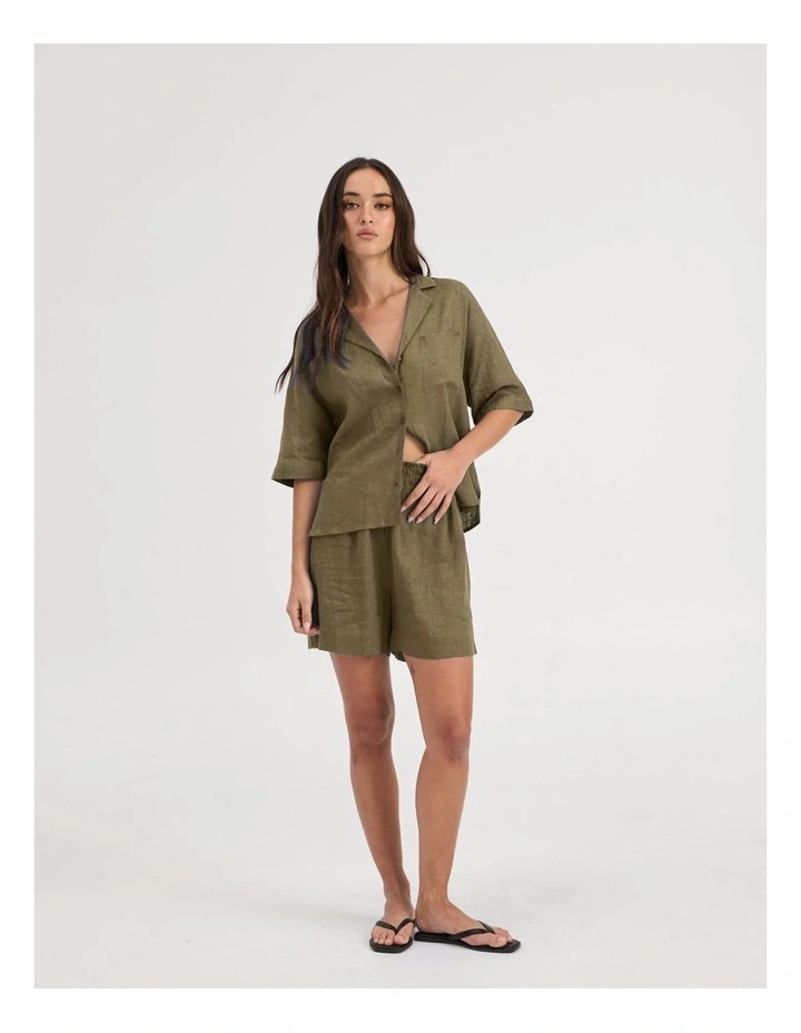 Tokyo Life Linen Blend Shirt in Khaki image 1