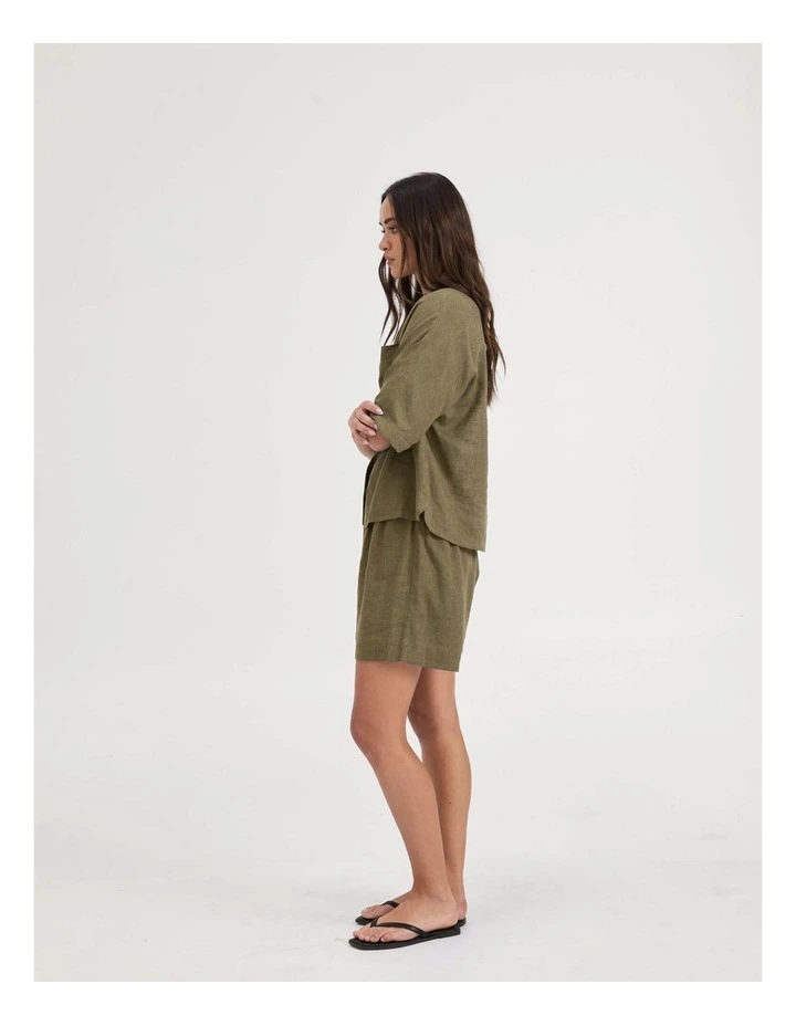 Tokyo Life Linen Blend Shirt in Khaki image 4