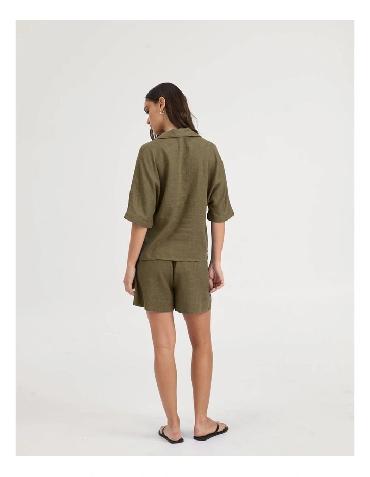 Tokyo Life Linen Blend Shirt in Khaki image 5