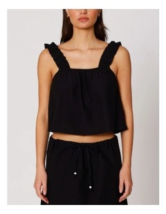 Jakiri Linen Short Singlet in Black