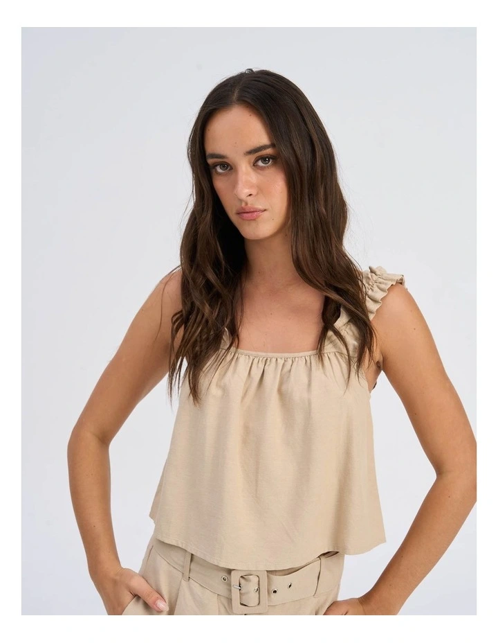 Jakiri Linen Short Singlet in Natural image 4