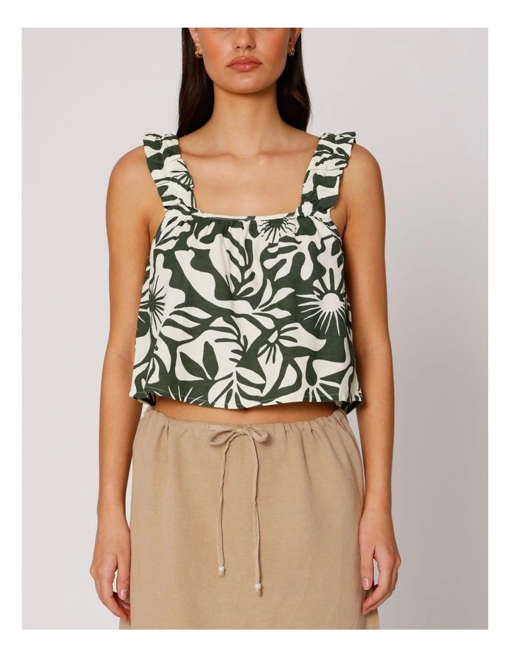 Jakiri Linen Short Singlet in Olive image 1