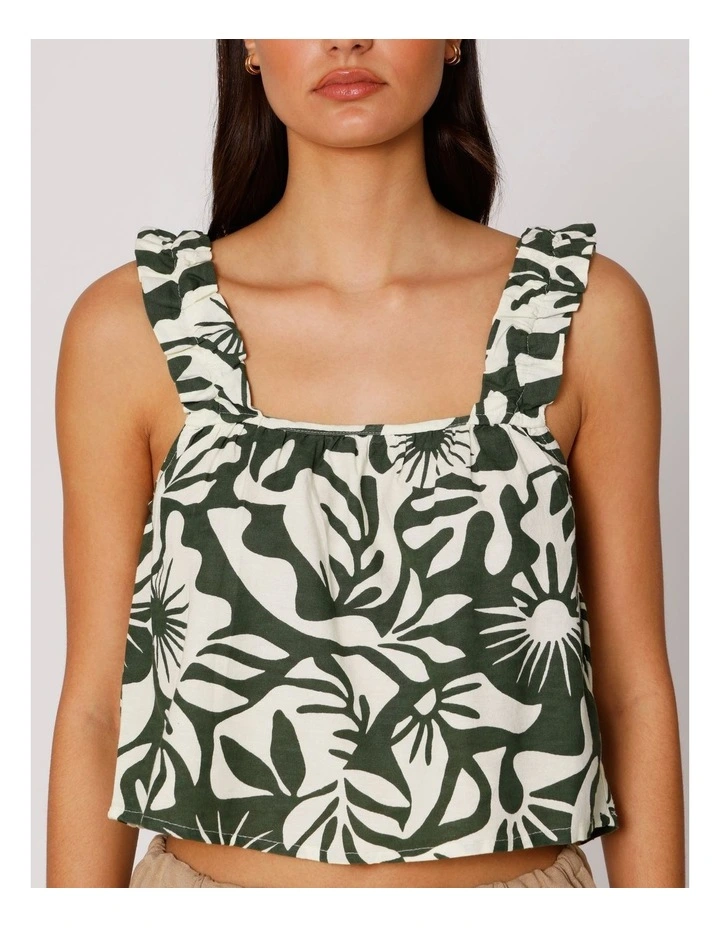 Jakiri Linen Short Singlet in Olive image 2