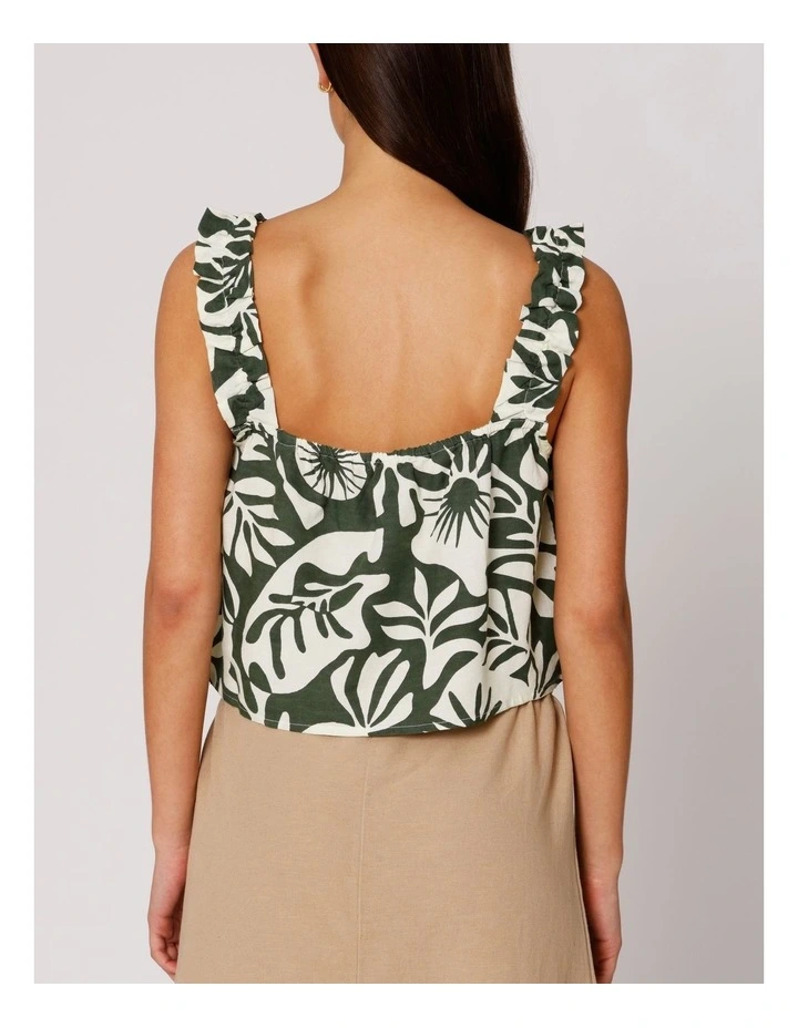 Jakiri Linen Short Singlet in Olive image 3