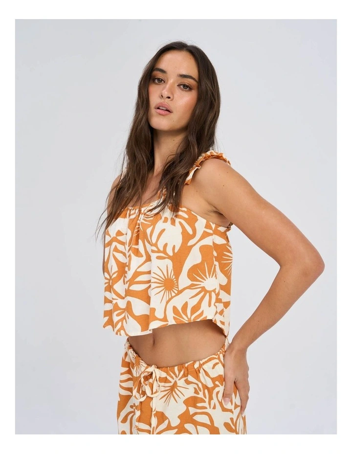 Jakiri Linen Short Singlet in Orange image 2