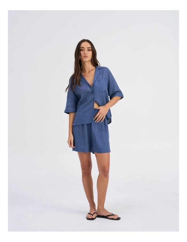 Tokyo Life Linen Blend Shirt in Indigo image 2