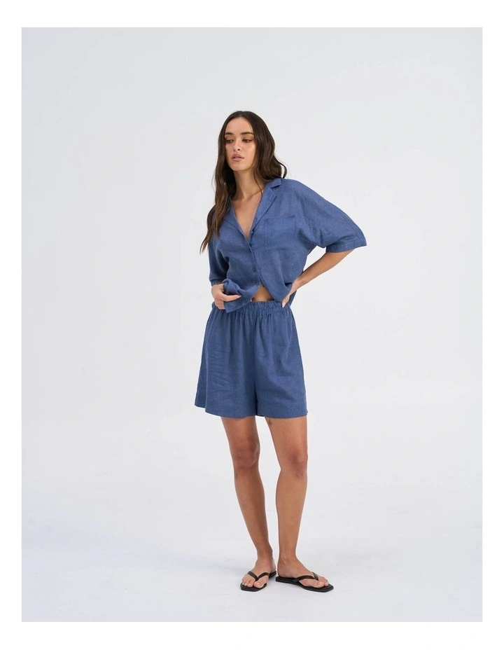 Tokyo Life Linen Blend Shirt in Indigo image 3