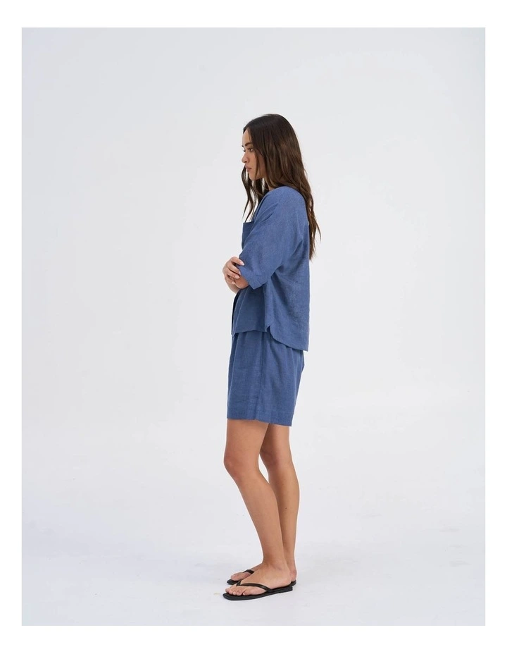Tokyo Life Linen Blend Shirt in Indigo image 4