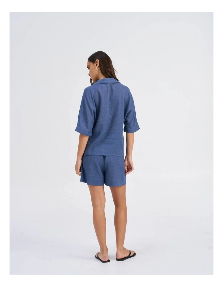 Tokyo Life Linen Blend Shirt in Indigo image 5