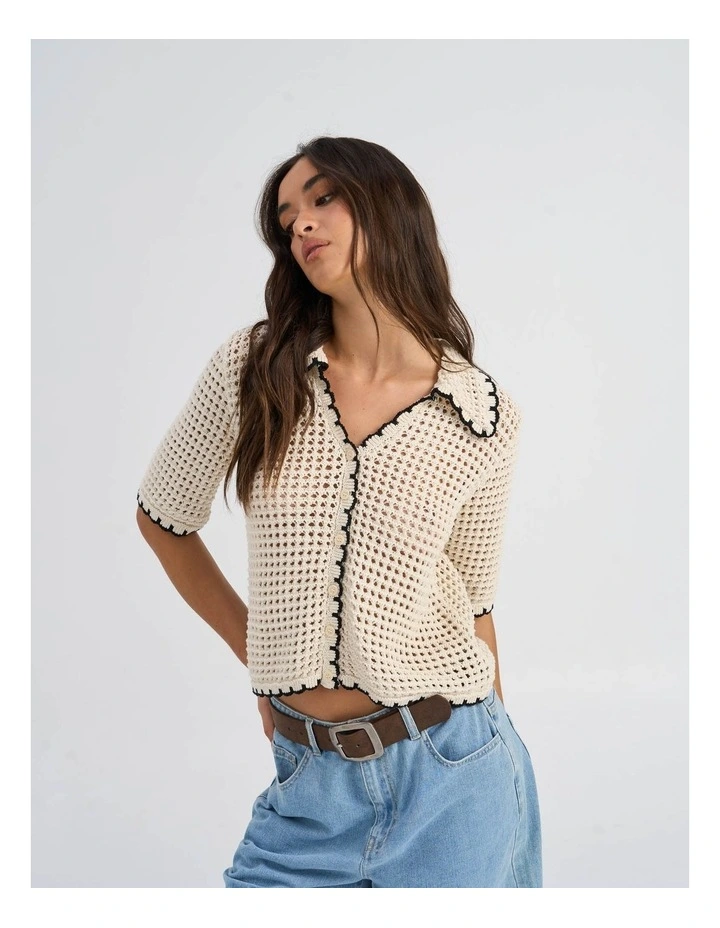 Lucie Life Scalloped Cardigan Top in Ecru image 6