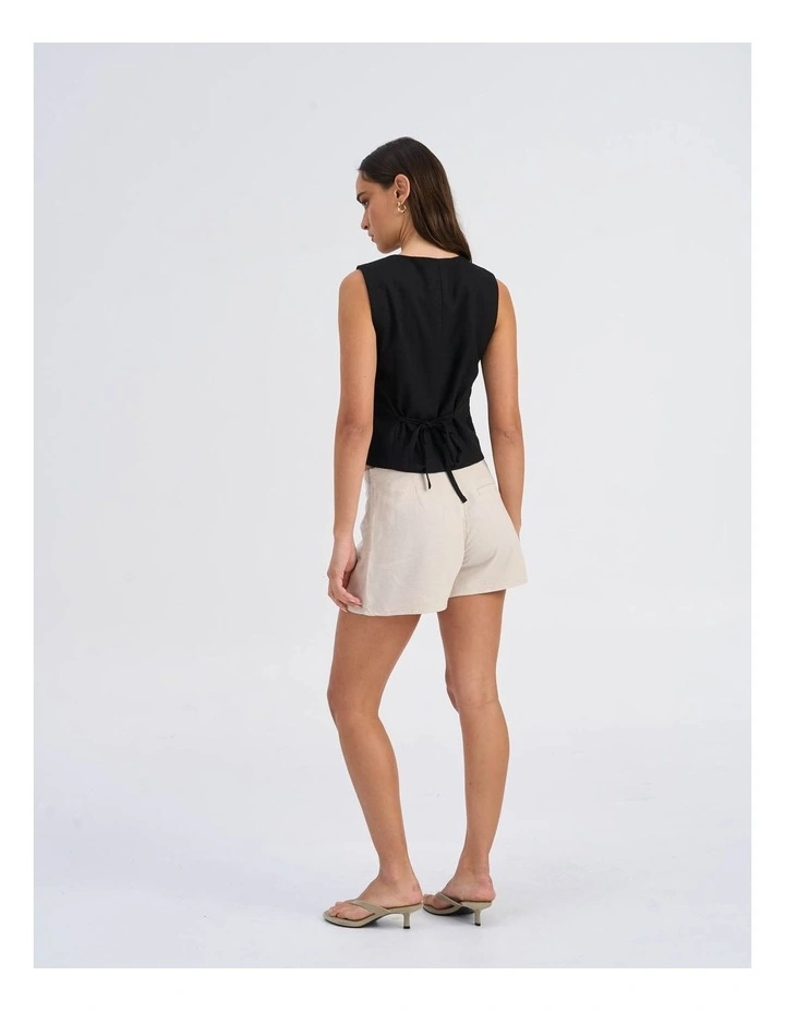 Caro Linen Blend Vest in Black image 6