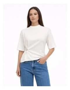 Marie Life Gathered Button Top in Ecru