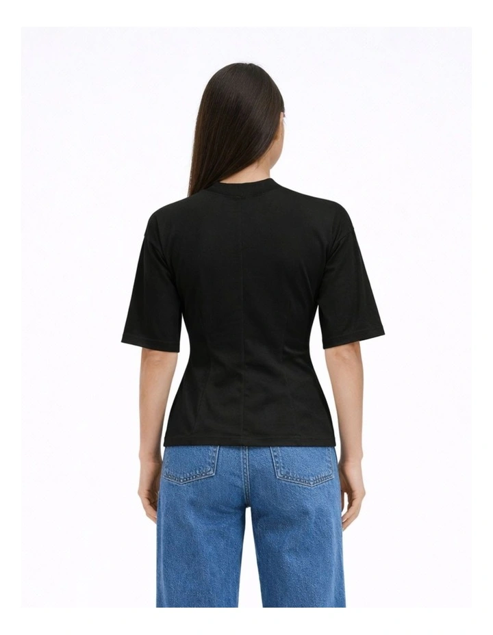 Marie Life Gathered Button Top in Black image 3