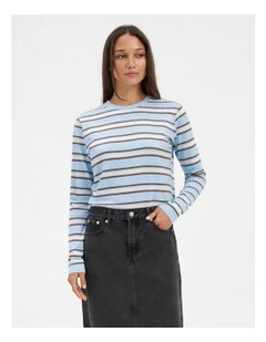 May Life Long Sleeve Stripe Top in Blue