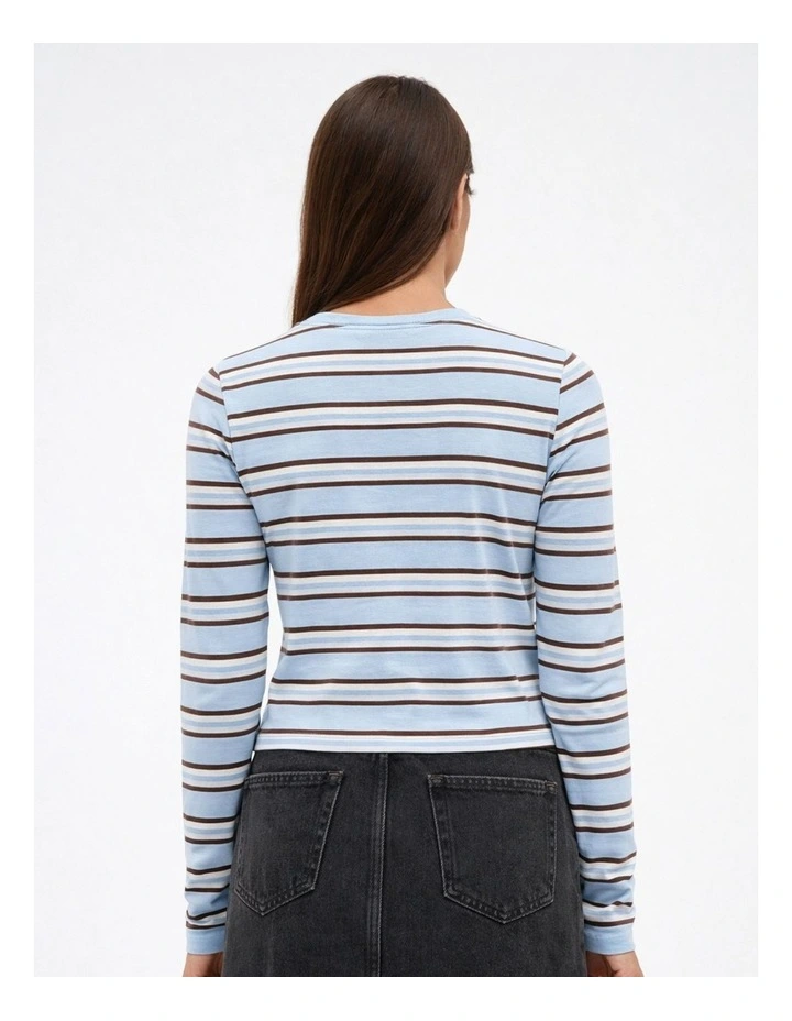 May Life Long Sleeve Stripe Top in Blue image 3