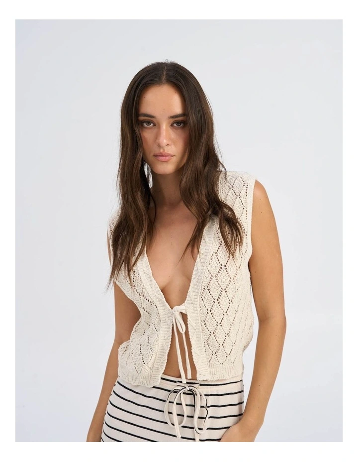 Chili Knitted Cardigan Top in Ecru image 1