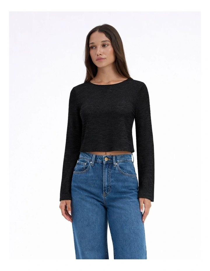 Bella Long Sleeve Top in Black image 1