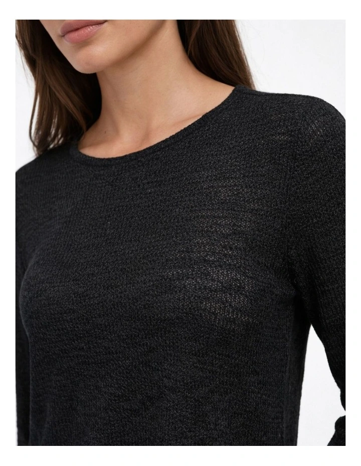 Bella Long Sleeve Top in Black image 3