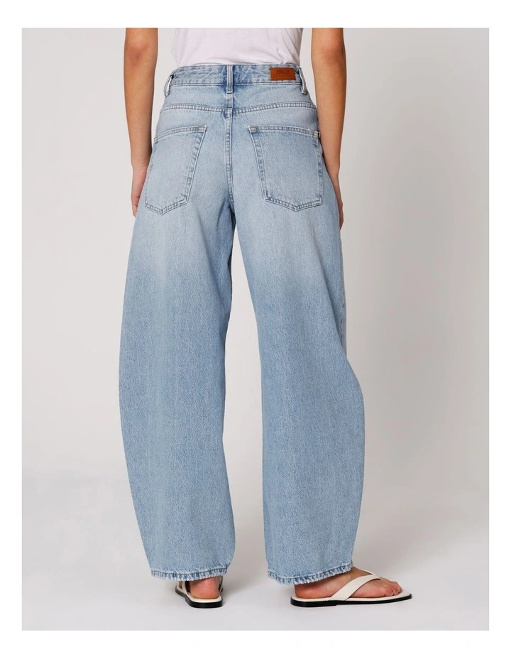 Taylor High Waisted Barrel Jeans in Light Blue Denim image 3