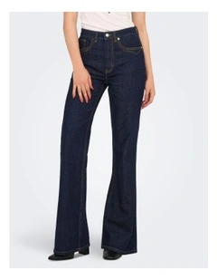 Juicy High Waisted Flared Jeans in Denim Blue