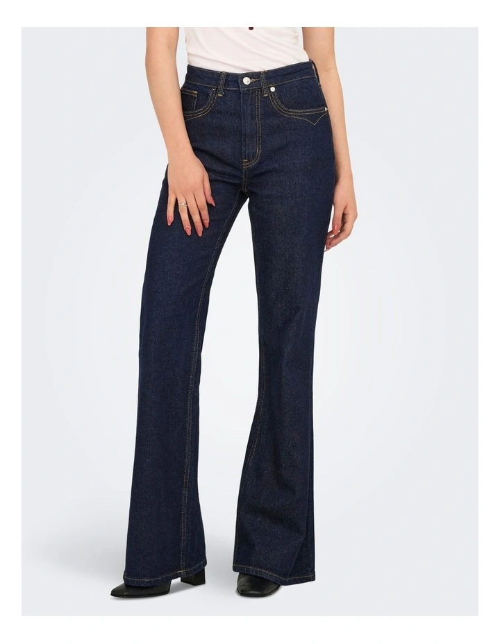 Juicy High Waisted Flared Jeans in Denim Blue image 1