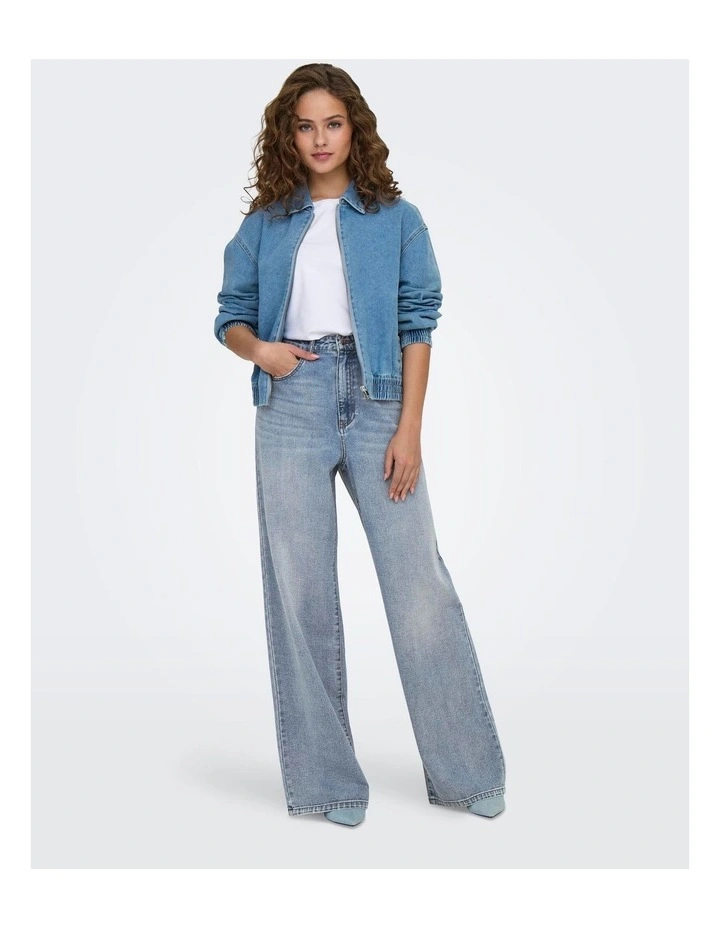 Hope High Waisted Wide Jeans in Light Blue Denim image 4