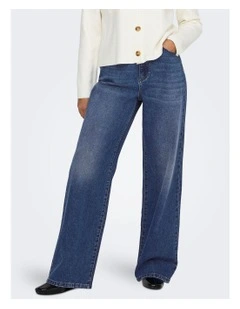 Hope High Waisted Wide Jeans in Medium Blue Denim