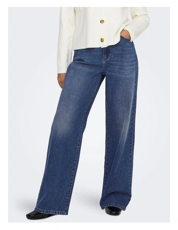 Hope High Waisted Wide Jeans in Medium Blue Denim
