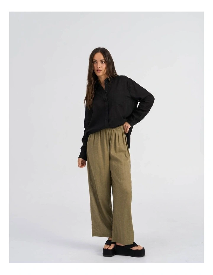 Tokyo Life High Waisted Linen Blend Pants in Green image 2
