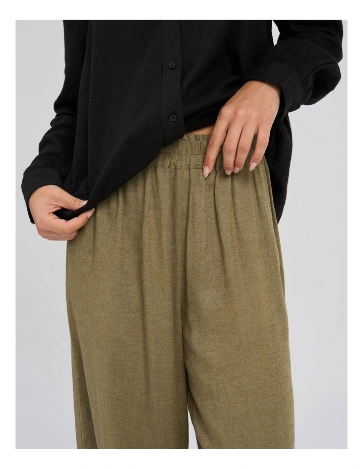 Tokyo Life High Waisted Linen Blend Pants in Green image 5