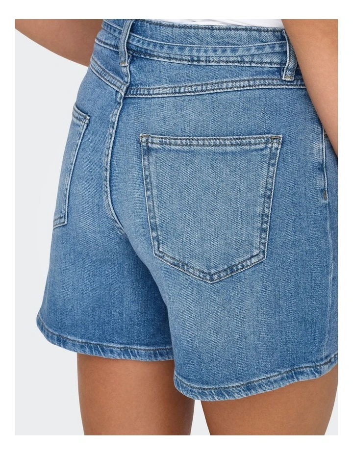 Gianna Mid Waist Belted Shorts in Blue image 3